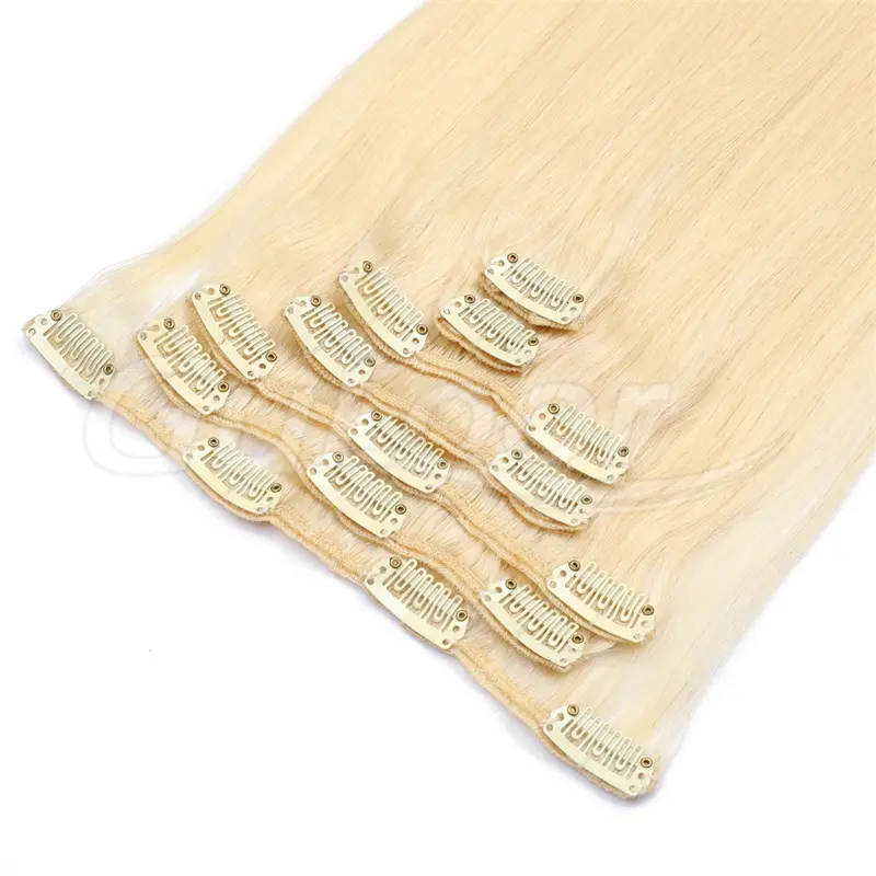 Clips Hair Wholesales 100% human Hair Extensions #60 Color